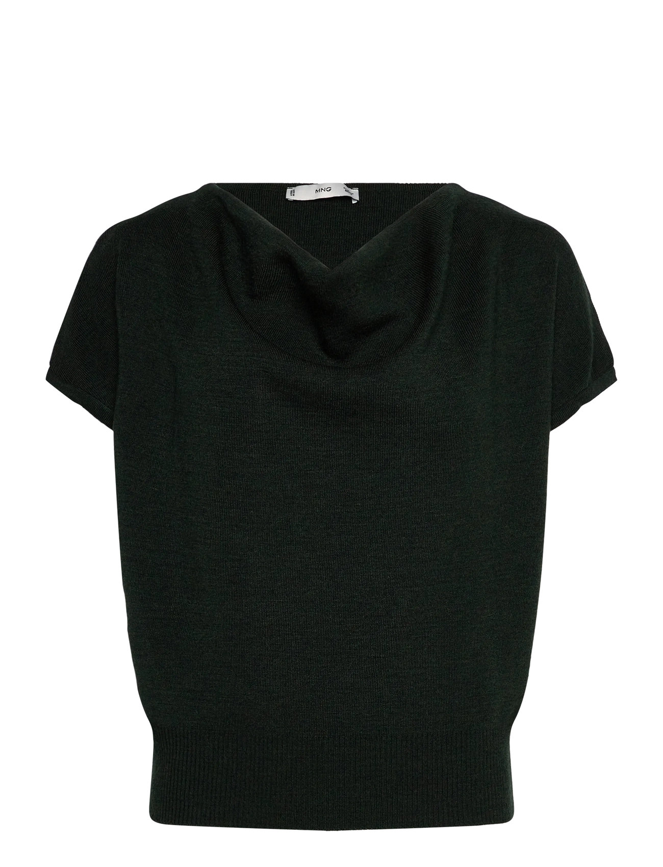 MANGO Kurzärmelig Oberteil With Draped Neckline Grün - L - Damen