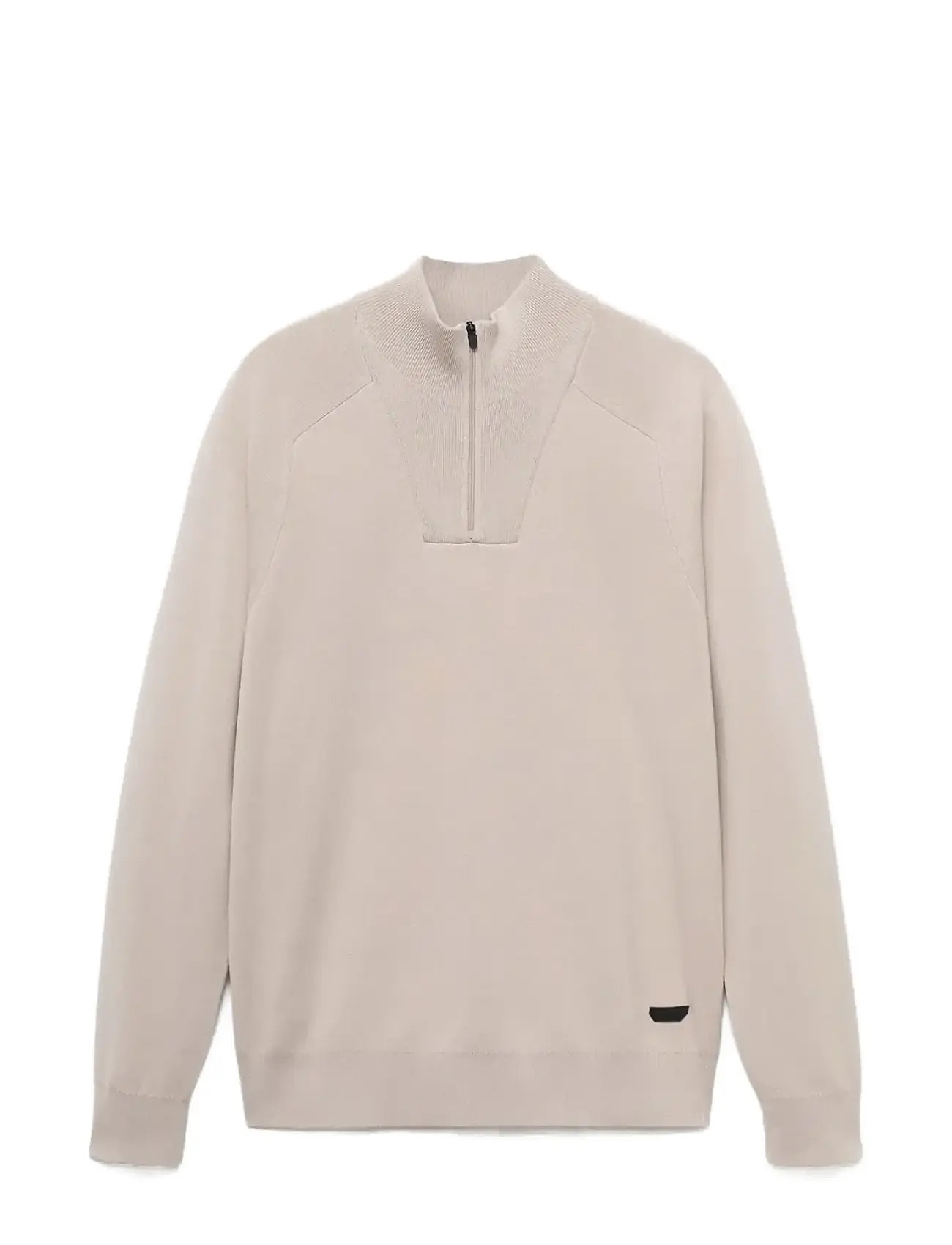 MANGO Breathable Zip-Neck Pullover Beige - M - Herren