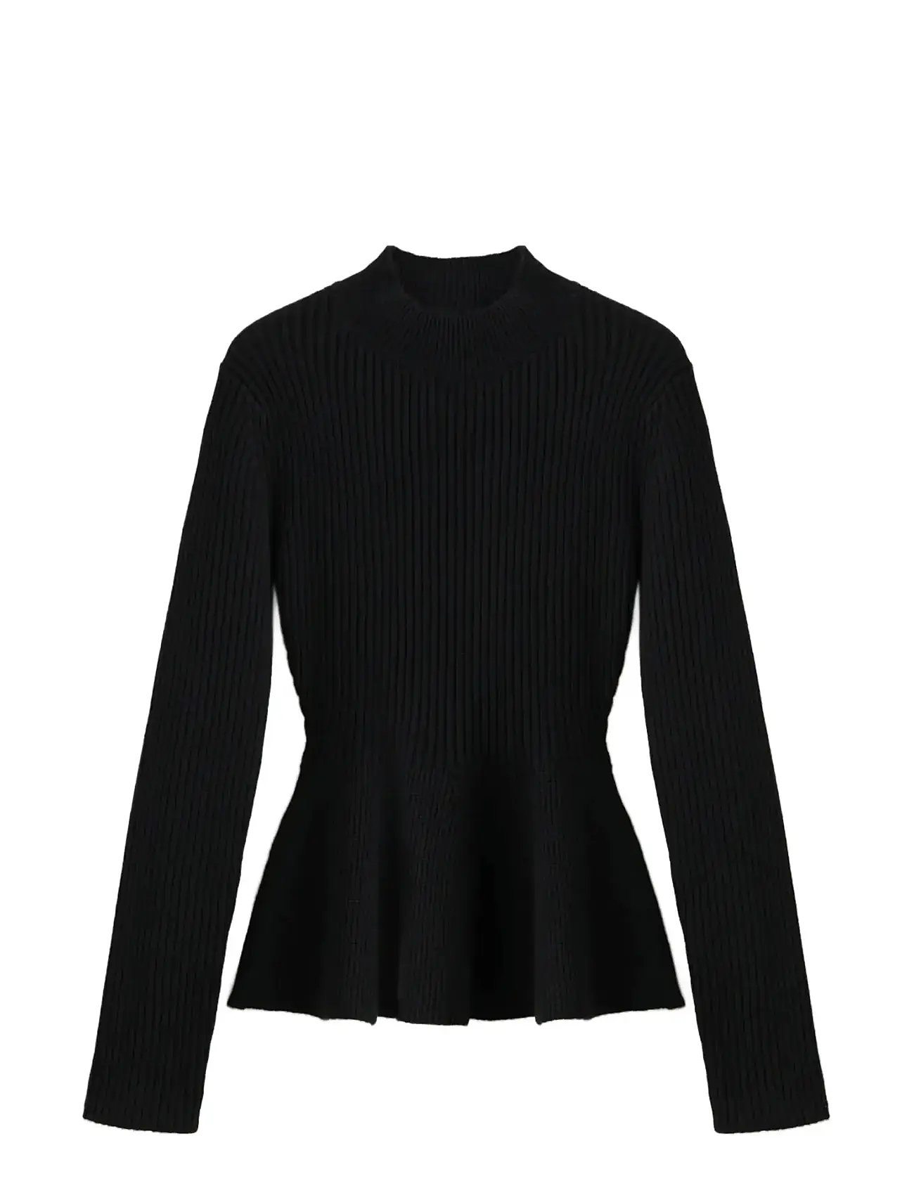 MANGO Ribbed Peplum Pullover Schwarz - S - Damen