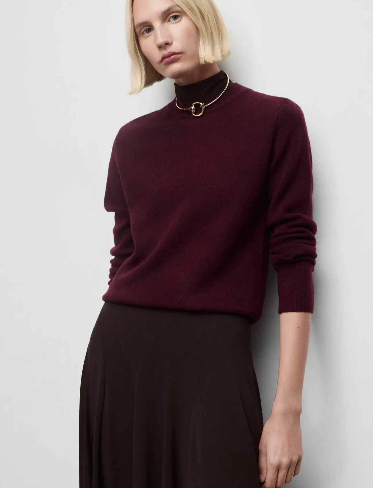 Mango Medium-Knit Sweater, XS, Burgundy, Strik > Trøjer, Dame
