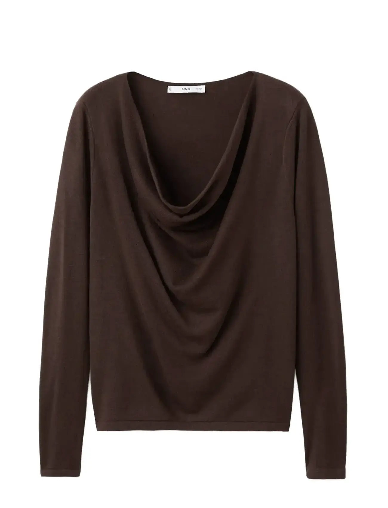 MANGO Draped-Neck Pullover Braun - S - Damen