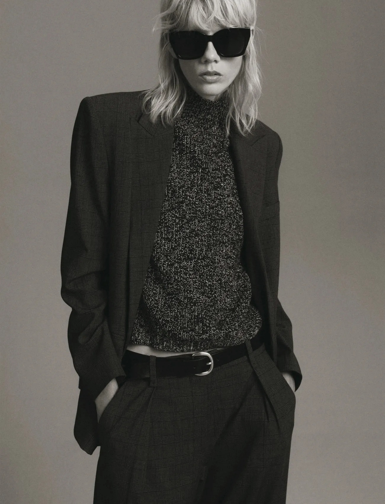 Mango Speckled Perkins-Neck Sweater, S, Grey, Strik > Rullekrave, Dame