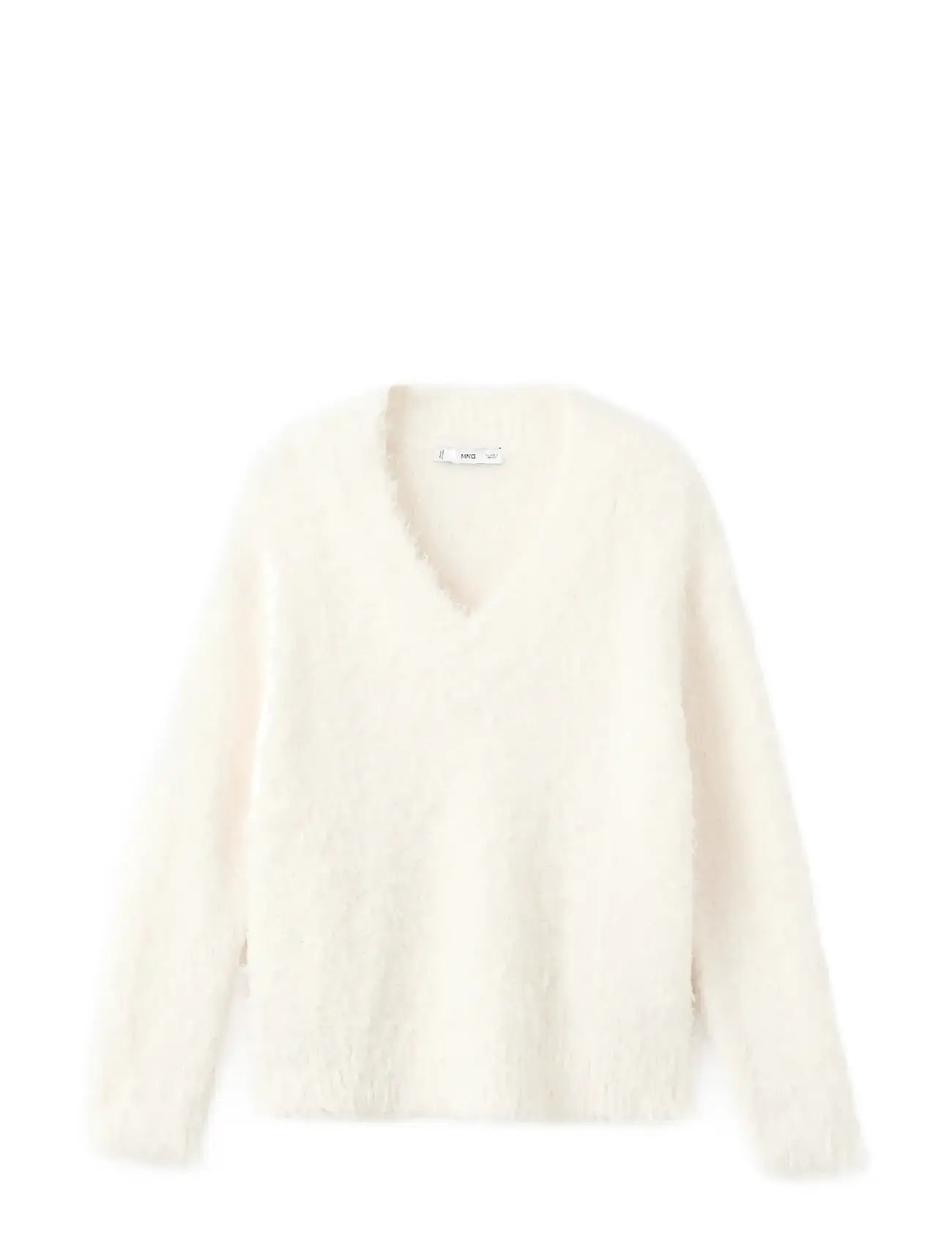 MANGO Faux-Pelz Strick Pullover Weiß - L - Damen