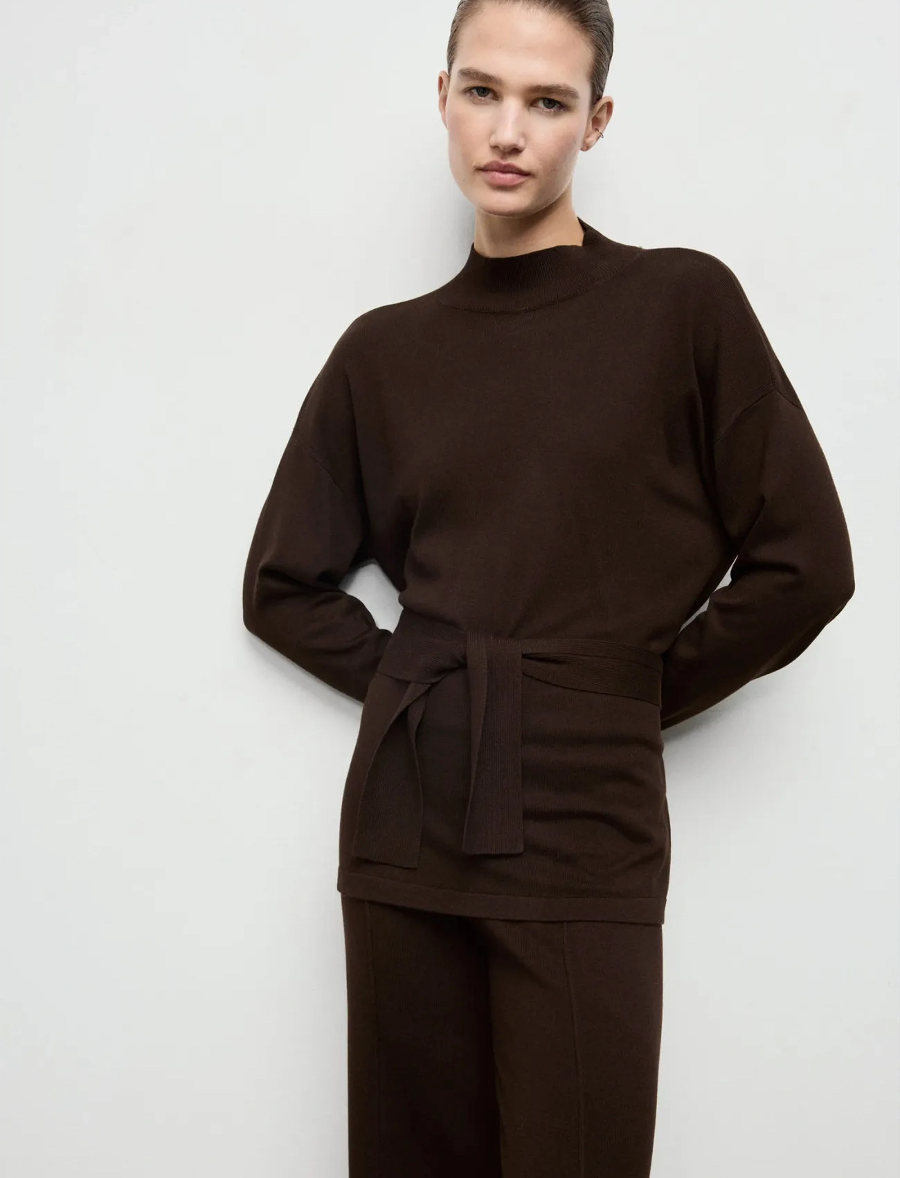 Mango Knot Detail Sweater, XS, Brown, Strik > Trøjer, Dame