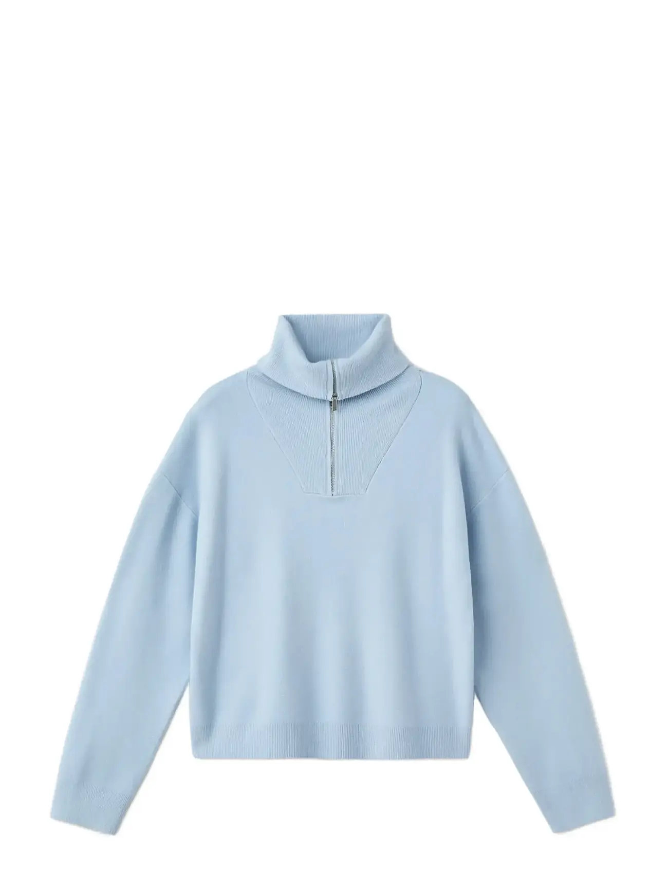 MANGO Rollkragen Pullover With Zip Blau - S - Damen
