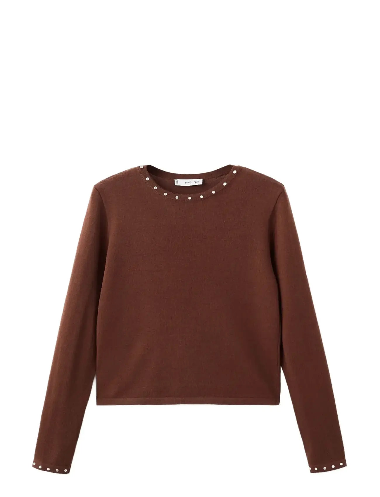 MANGO Studded Strick Pullover Braun - S - Damen