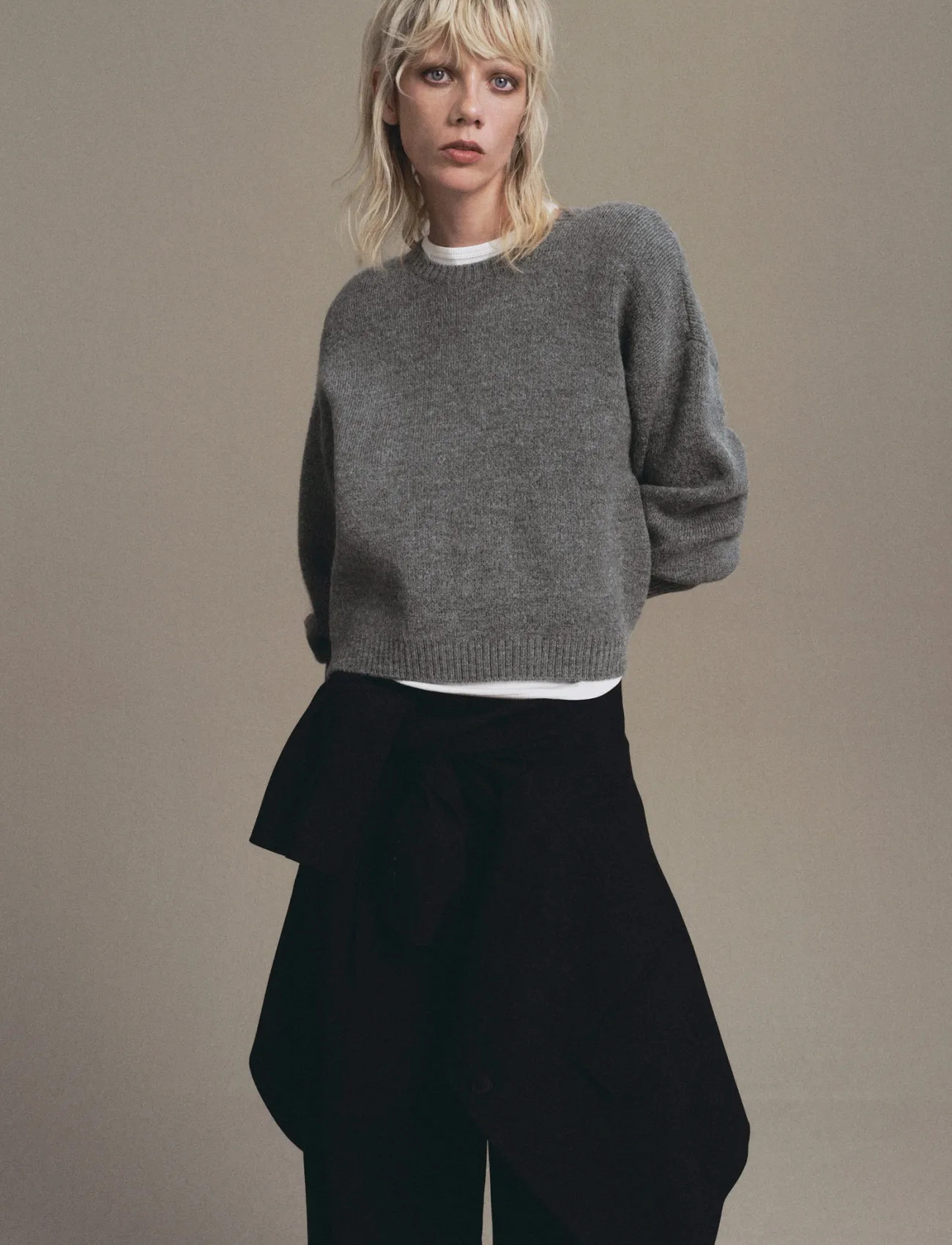 Mango Medium-Knit Sweater, S, Grey, Strik > Trøjer, Dame