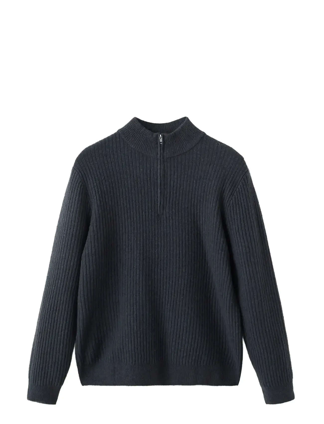 MANGO Ribbed Pullover With Zip Neck Navy - L - Herren