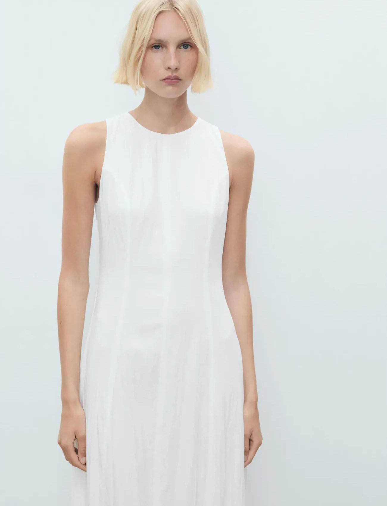 Mango Long Balloon Dress, S, White, Kjoler > Knælange Og Midi, Dame
