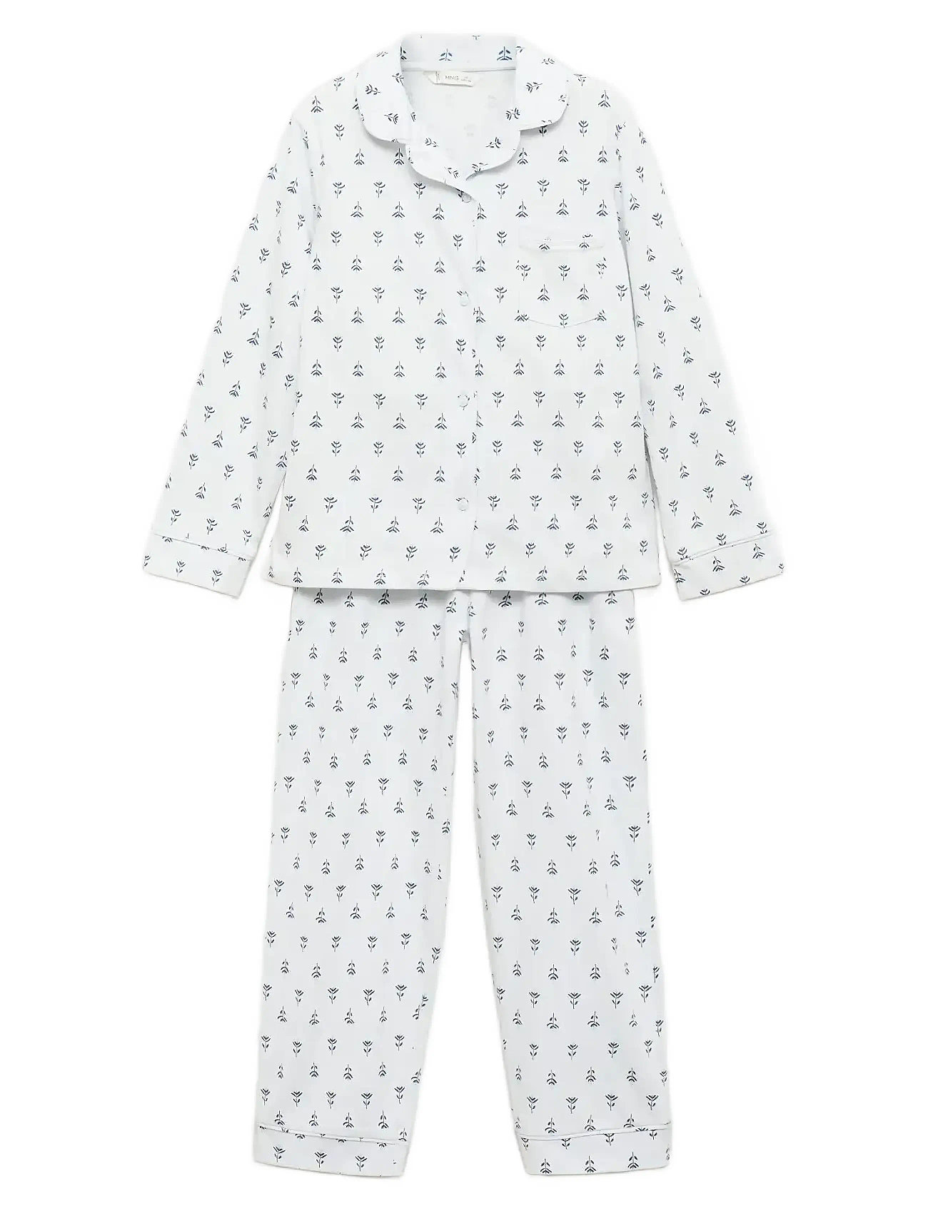 Mango Floral-Print Pyjamas, 5-6, Blue, Pyjamas > Pyjamas-Sæt, Børn