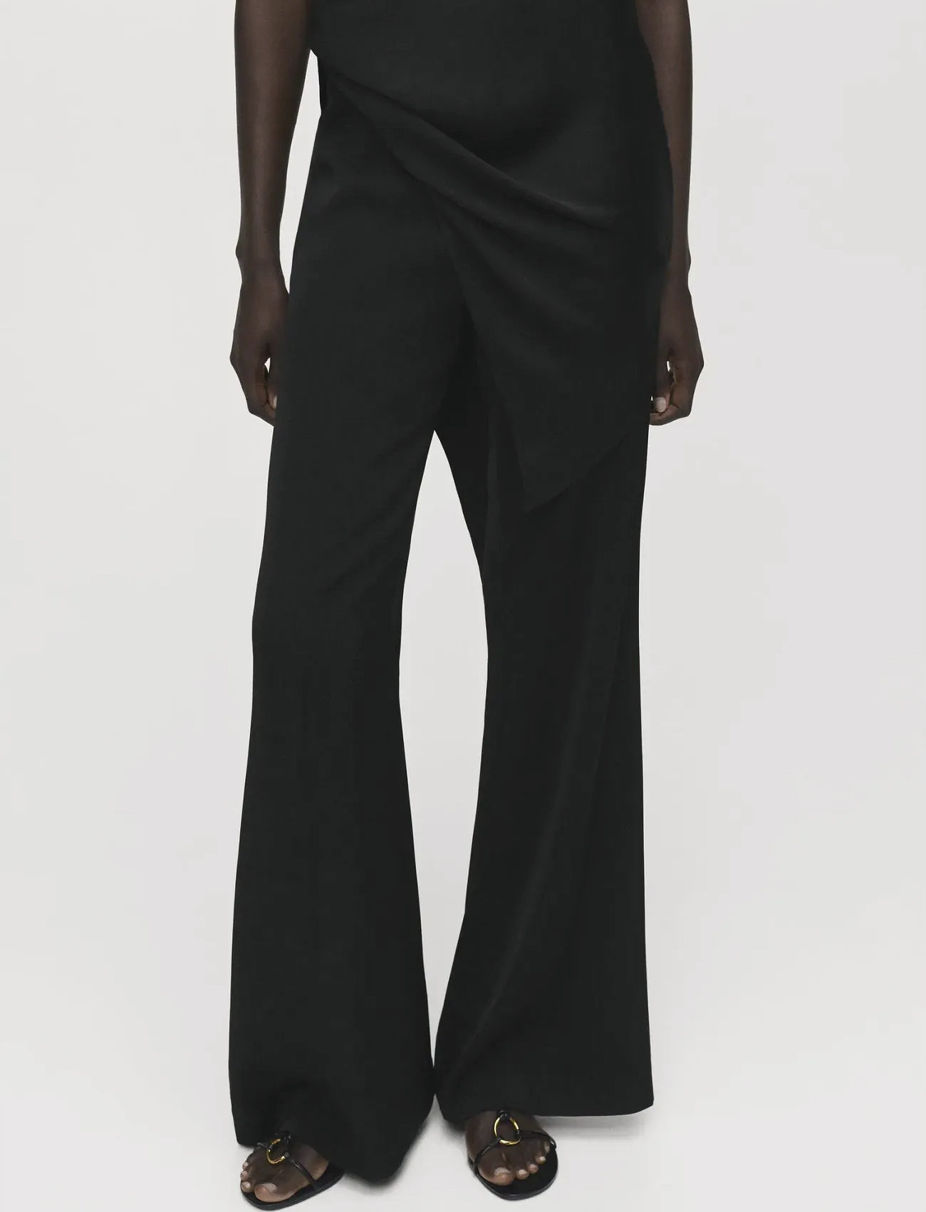 Mango Long Flared Trousers, 36, Black, Bukser > Flared, Dame