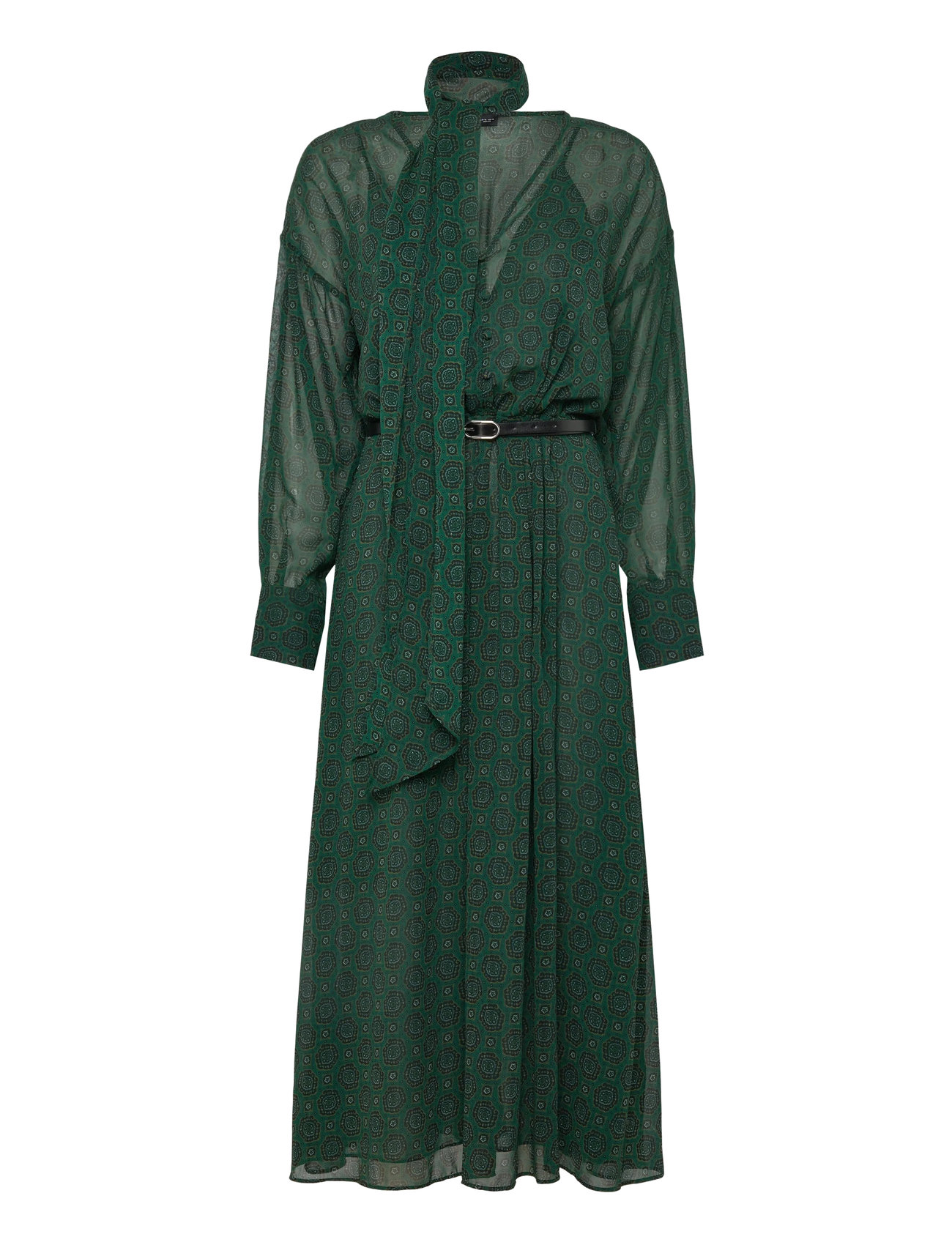 MANGO Printed Kleid With Foulard Grün - L - Damen