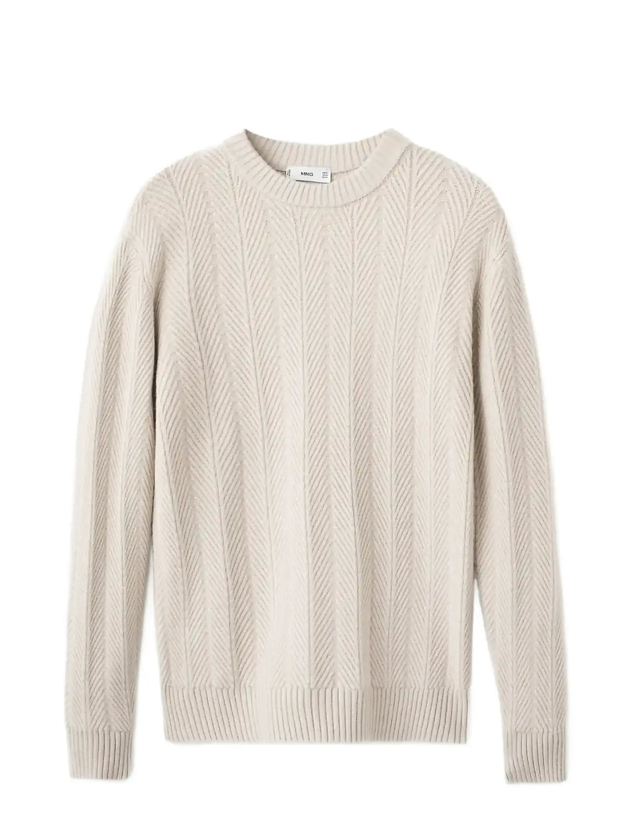 MANGO Herringbone Structured Pullover Beige - S - Herren