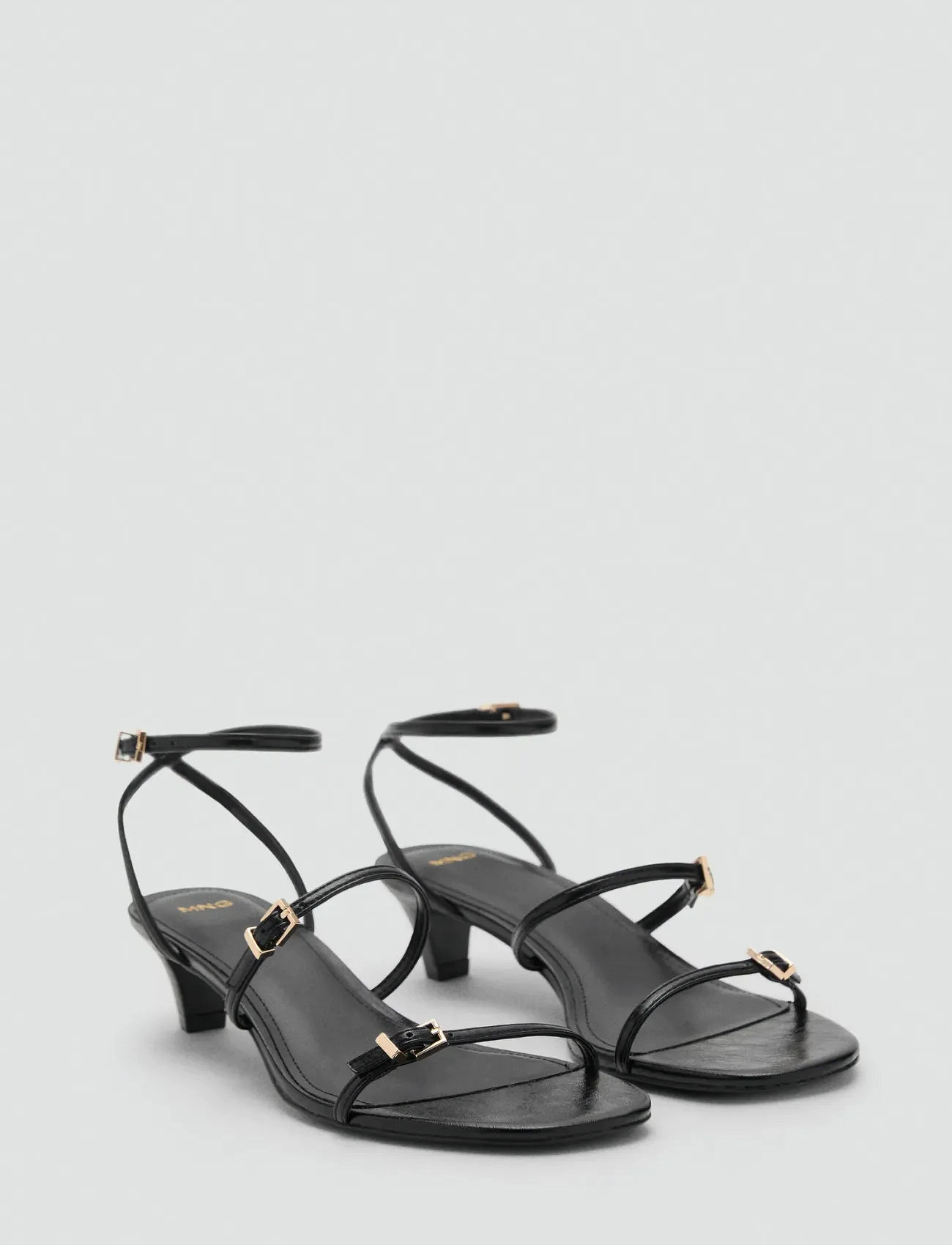 Mango Kitten-Heel Sandals With Buckle, 40, Black, Hæle > Sandaler Med Hæl, Dame