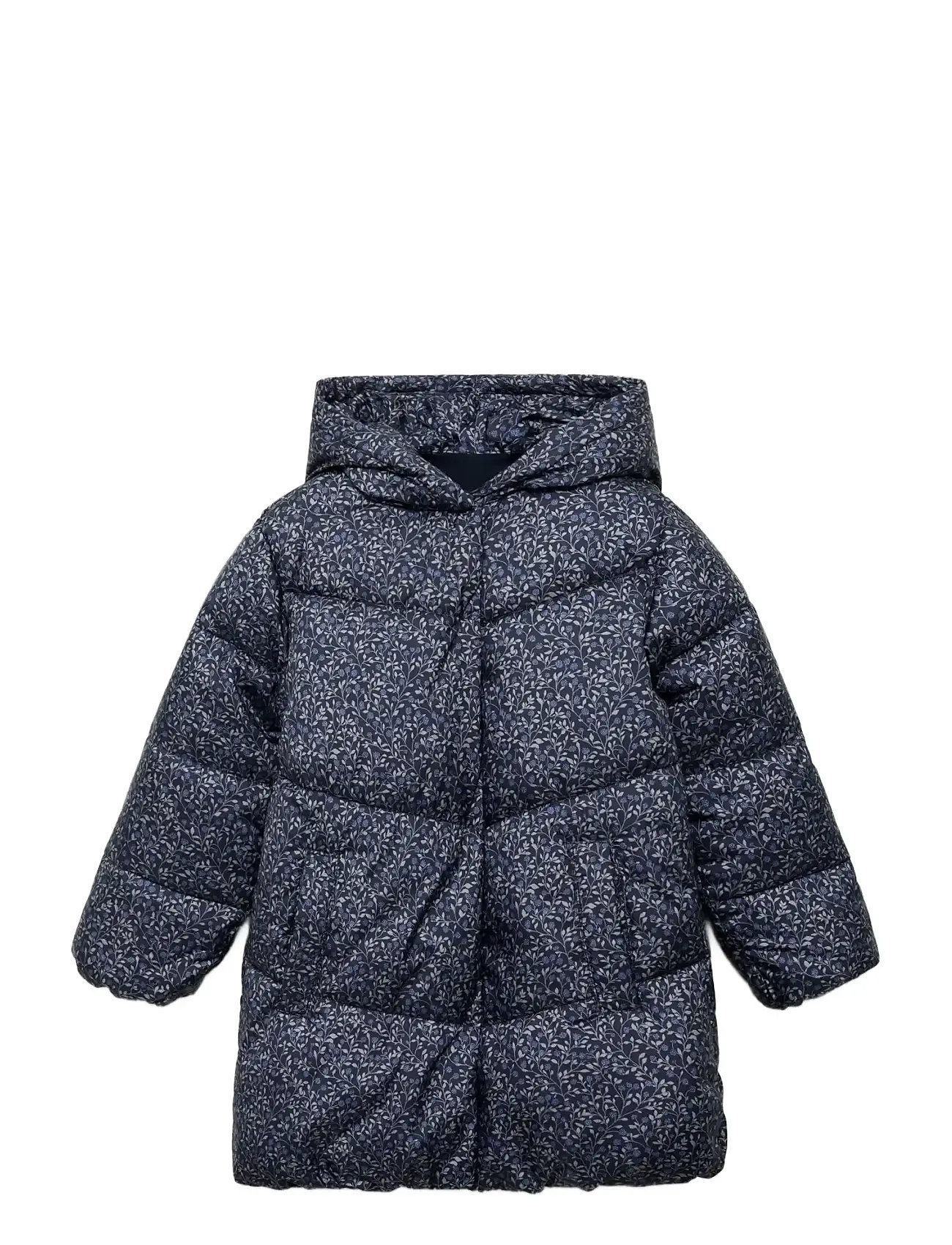 MANGO Floral-Print Mantel Navy - 6 - Kinder