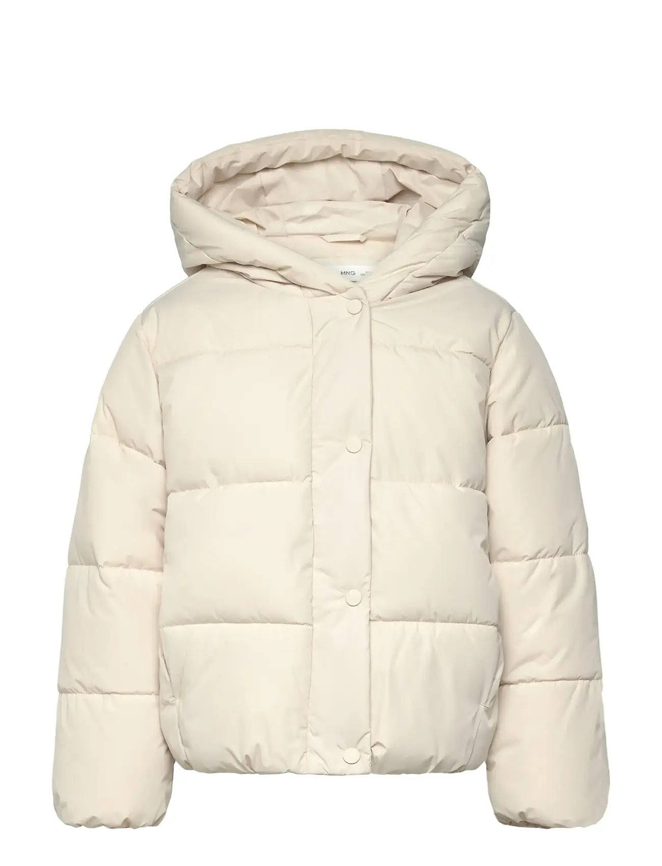 MANGO Hooded Liner Quilted Mantel Cream - 6 - Kinder