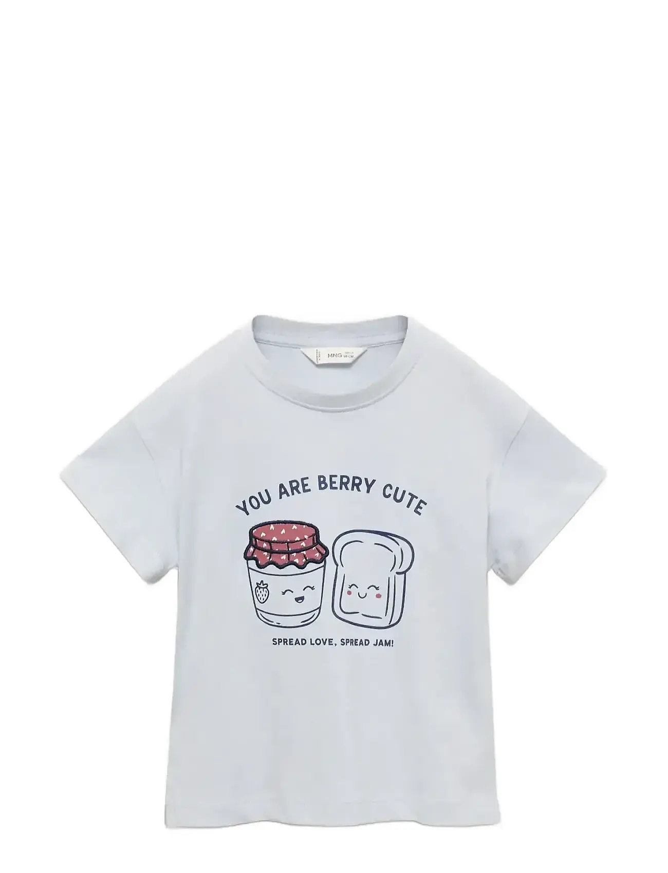 Mango Embossed Detail Printed T-Shirt, 3-4, Blue, T-Shirts > Kortærmede, Børn