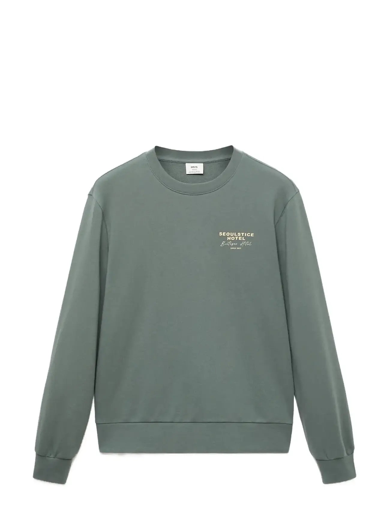 MANGO Printed Baumwolle Sweatshirt Grün - XL - Herren