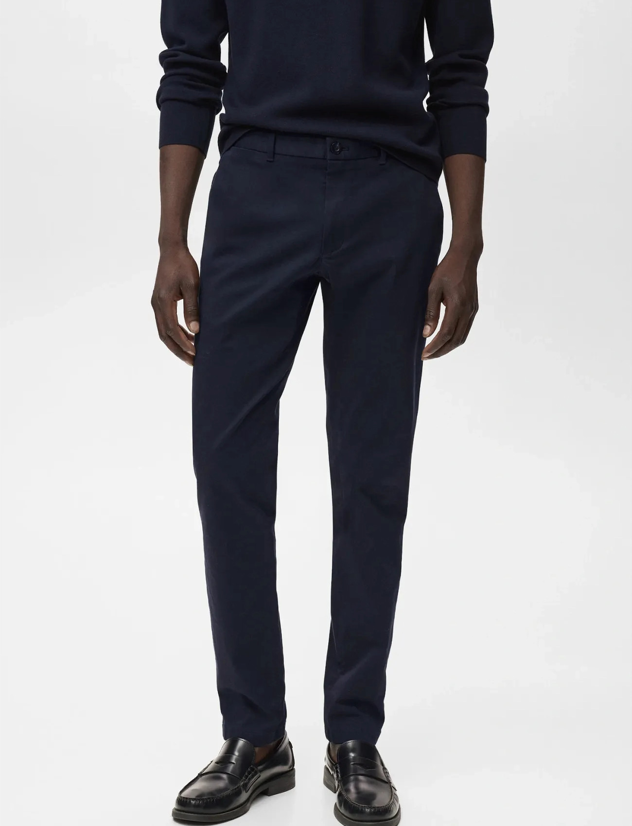 Mango Barna Slim-Fit Twill Chino Trousers, 38, Navy, Bukser > Chinos, Herre