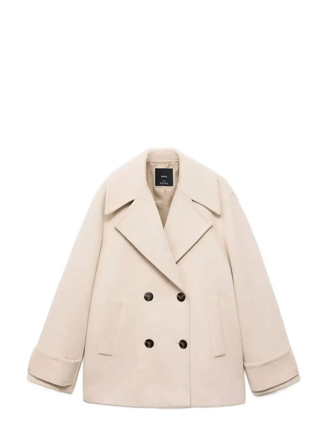 MANGO Double-Breasted Wolle-Blend Mantel Cream - XS - Damen