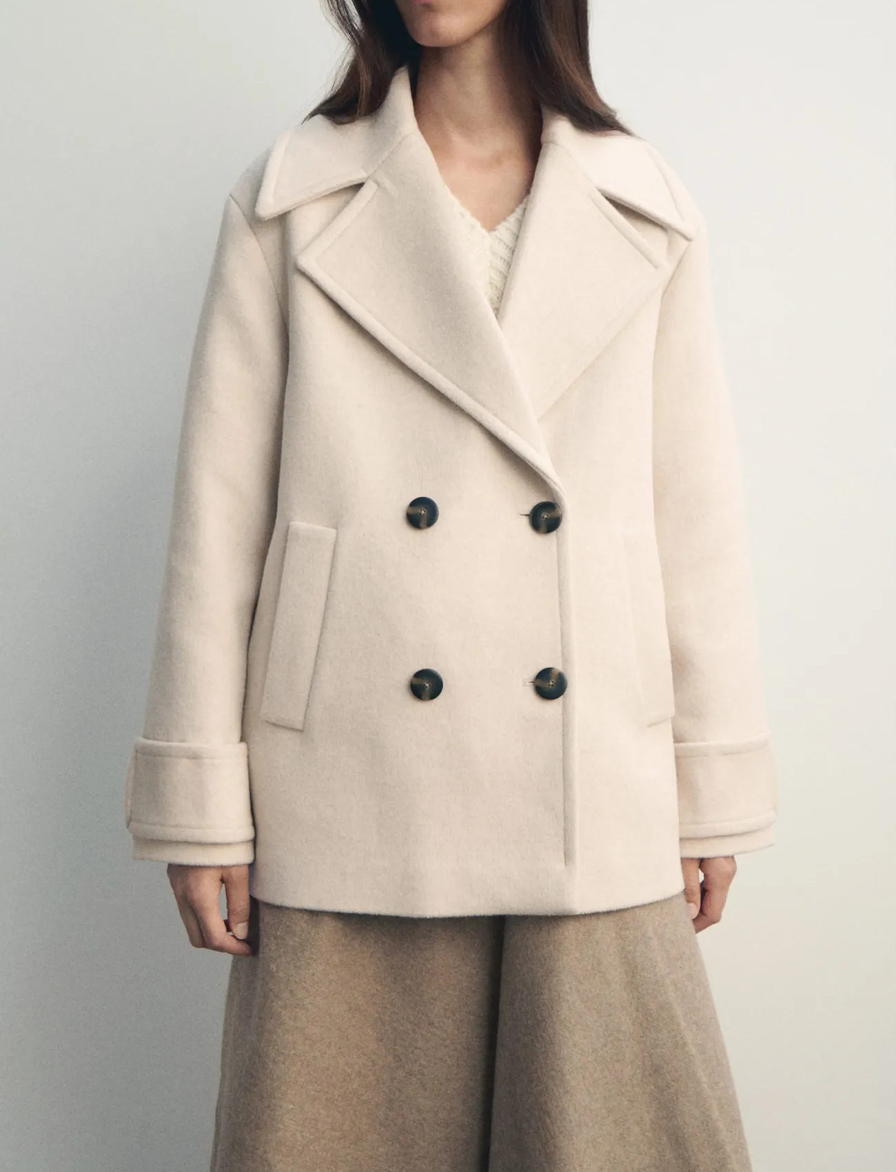 Mango Double Breasted Wool Blend Coat