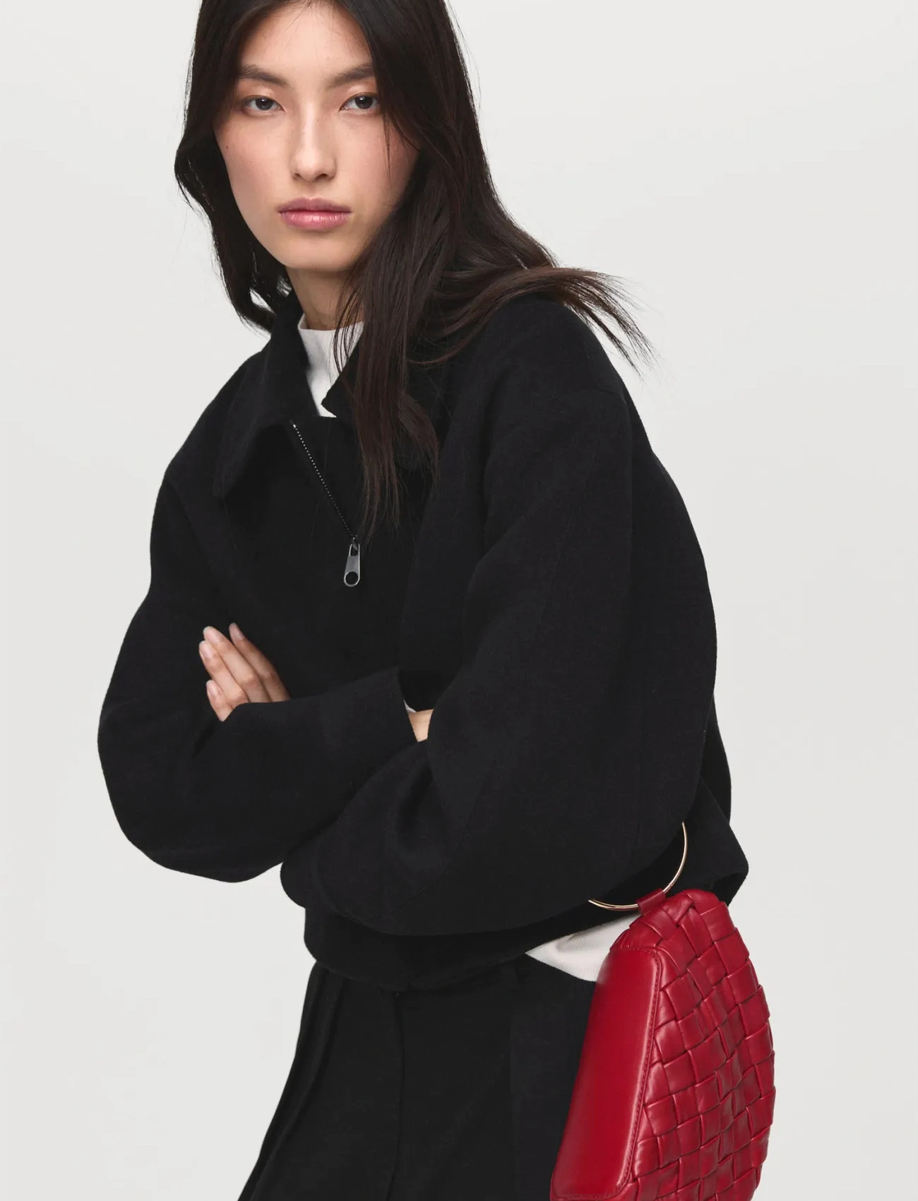 Mango Wool Bomber Jacket, M, Black, Jakker > Bomberjakker, Dame