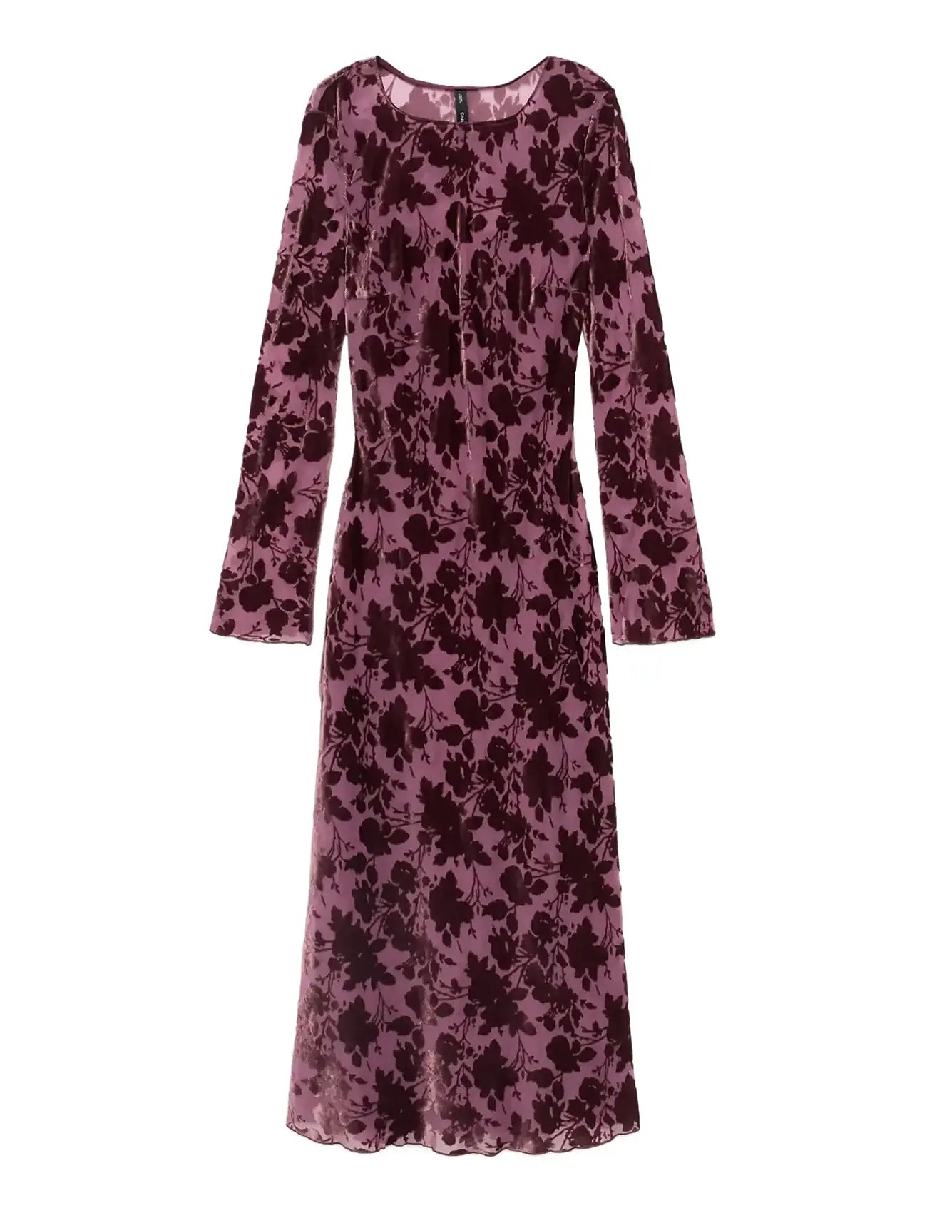MANGO Floral Jacquard Kleid With Bell Sleeves Burgundy - S - Damen