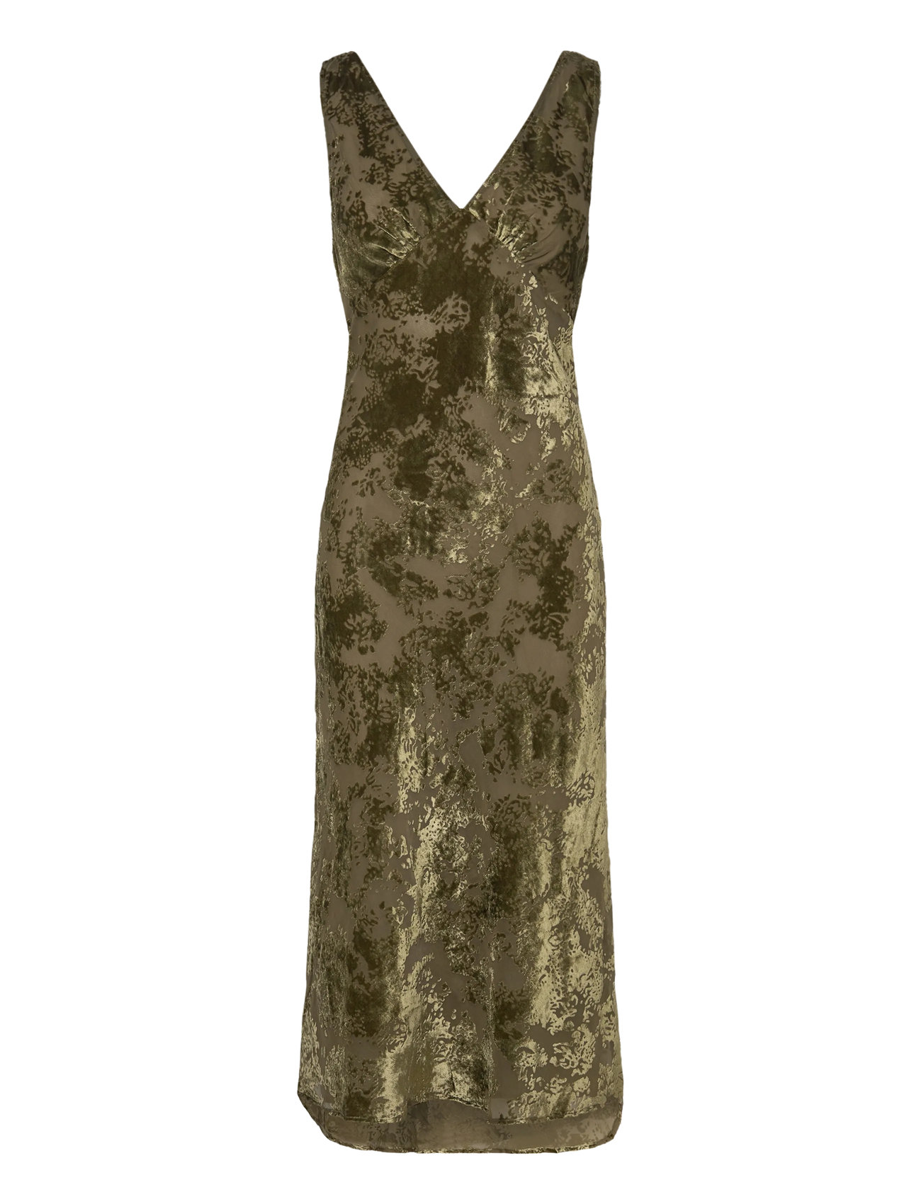 MANGO Jacquard V-Ausschnitt Kleid Khaki - M - Damen