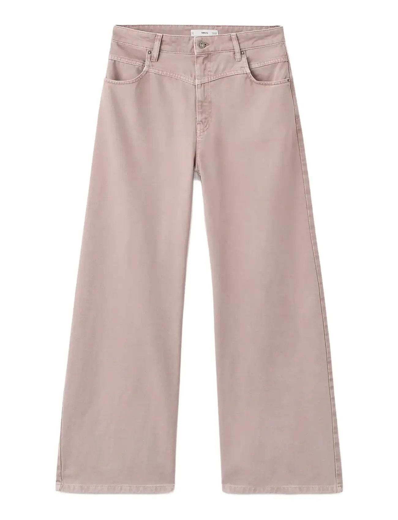 MANGO Wide Bein Mid-Rise Loose-Fit Jeans Pink - 42 - Damen