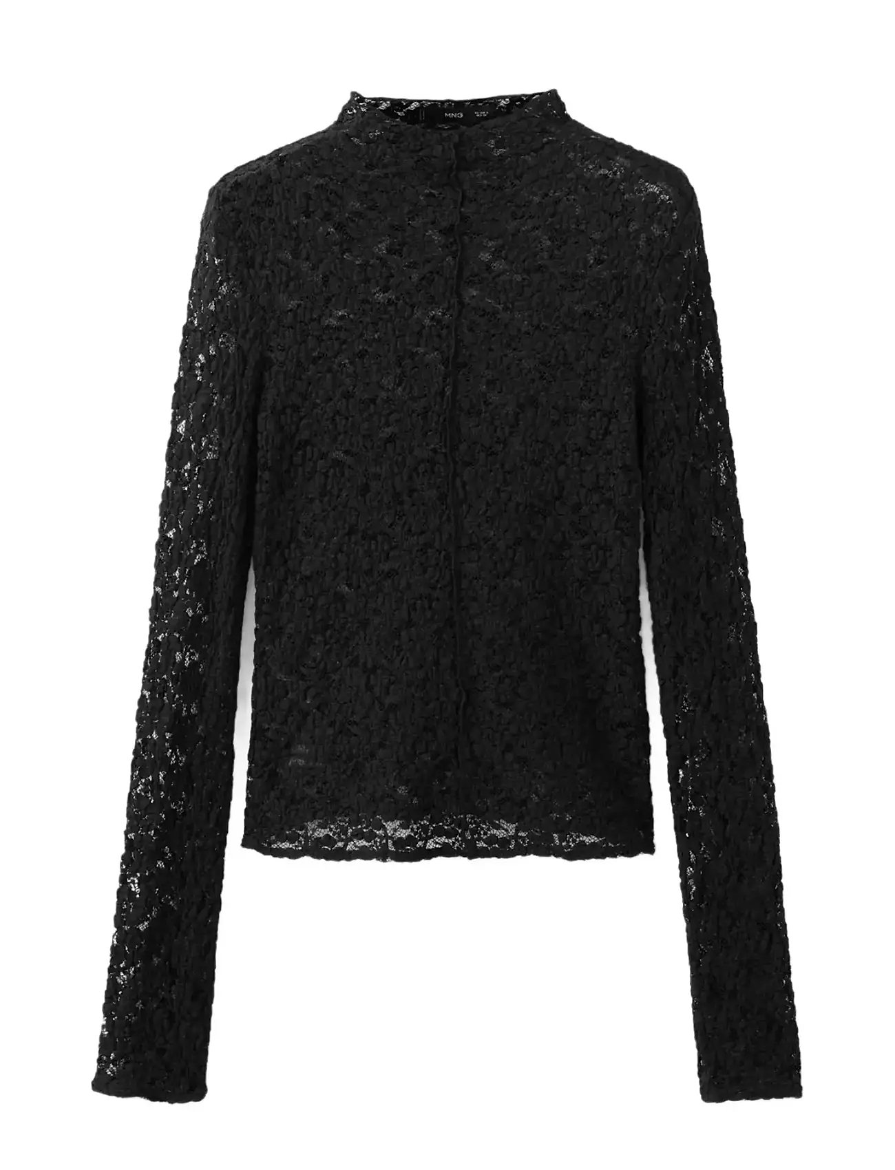 MANGO Strickjacke Oberteil With Perkins Collar Schwarz - XS - Damen