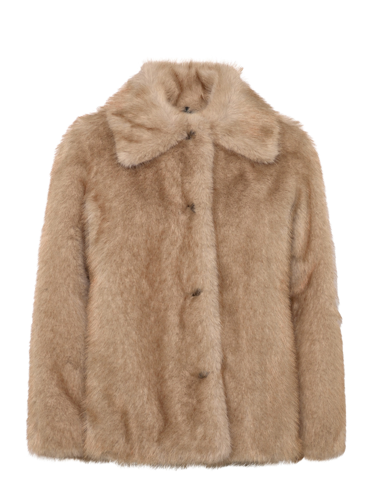 MANGO Faux-Pelz Mantel With Buttons Beige - M - Damen