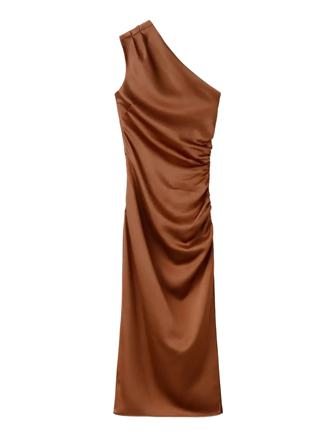 MANGO Asymmetrical Satin Kleid Braun - M - Damen