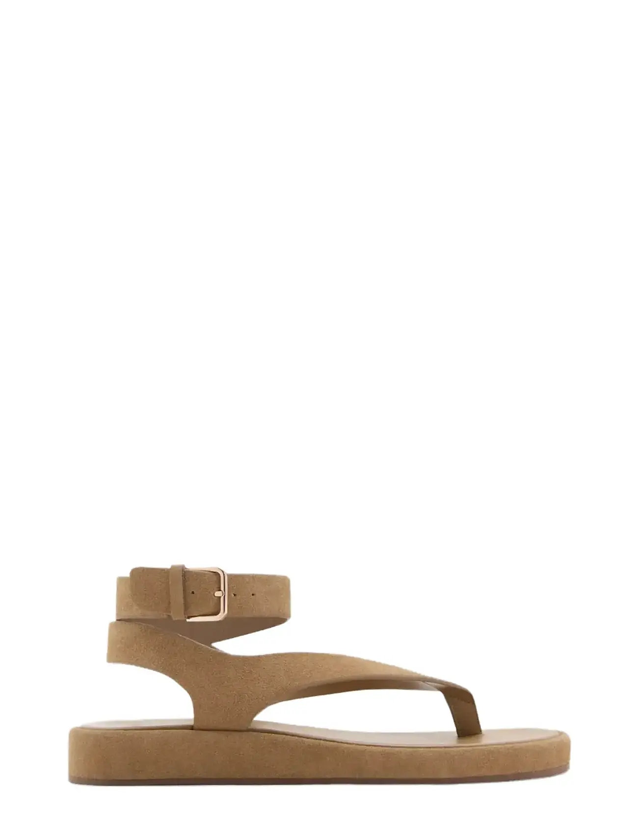 MANGO Split Leder Sandalen With Buckle Beige - 39 - Damen