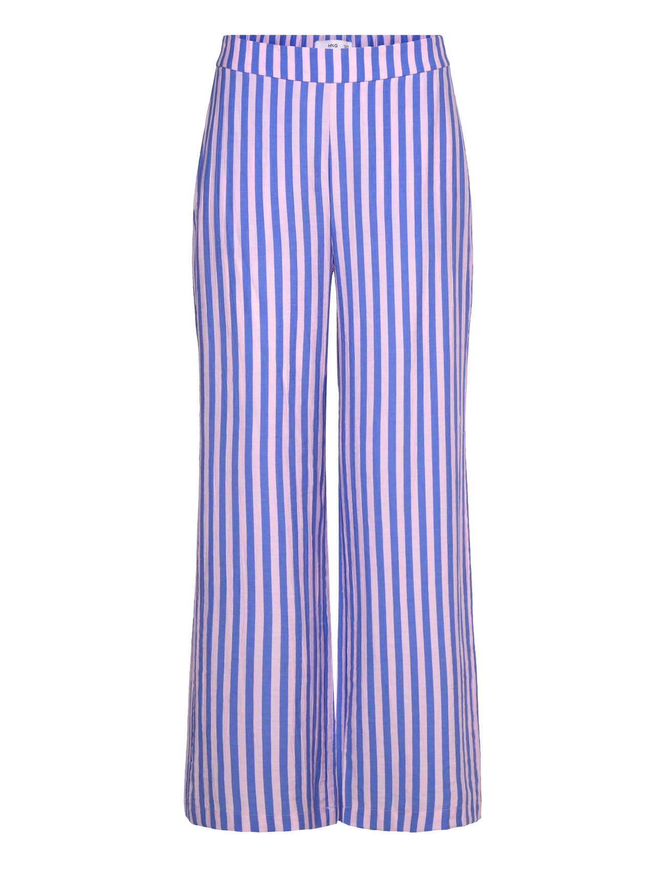 MANGO Stripe-Print Straight Hosen Blau - M - Damen