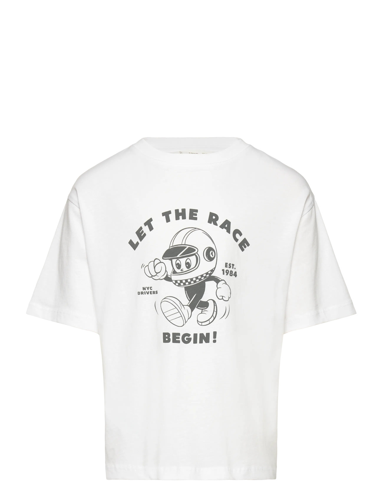 Mango Short-Sleeved Printed T-Shirt, 11-12, White, T-Shirts > Kortærmede, Børn