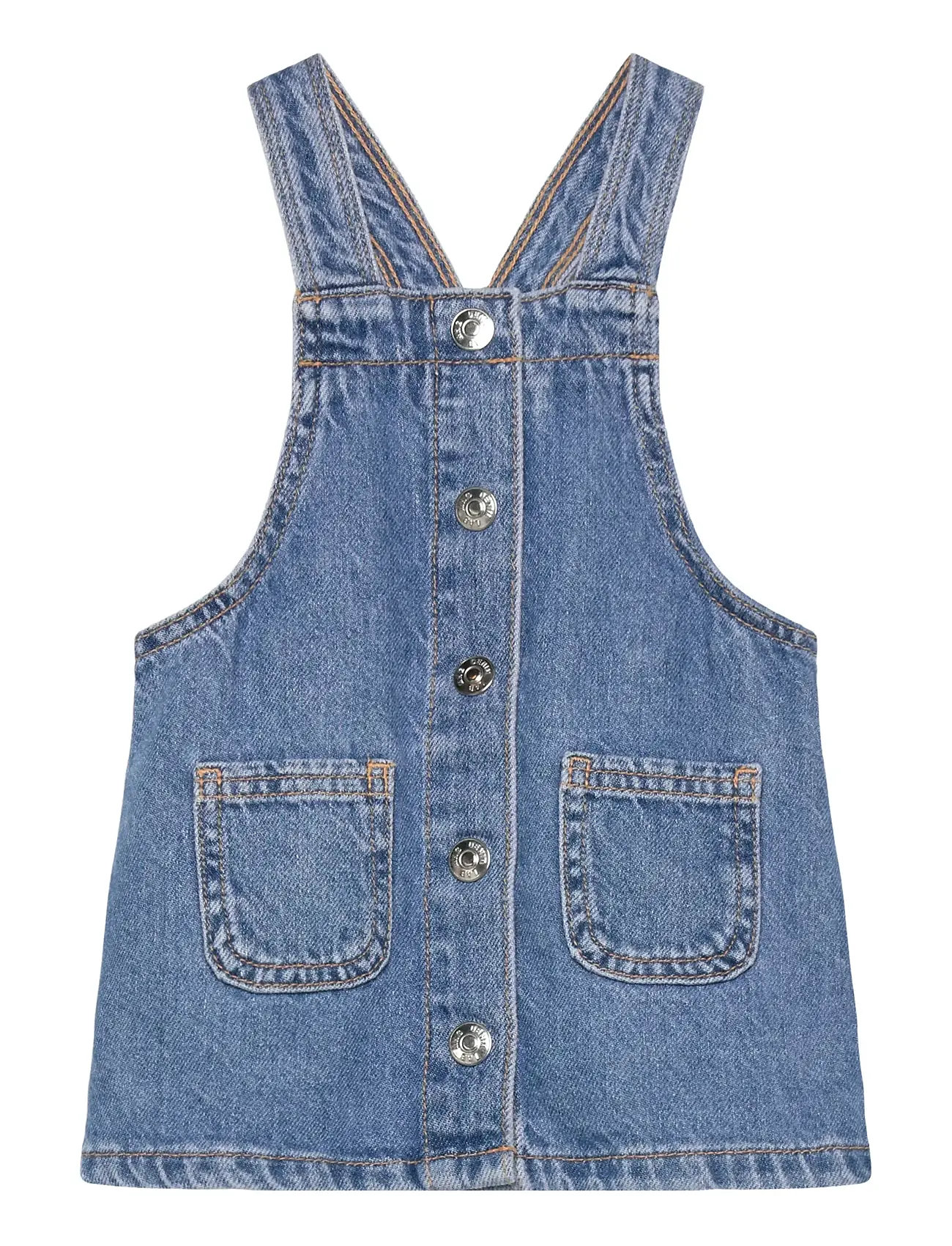 Mango Denim Buttons Pichi, 3-4, Blue, Kjoler > Dungaree-Kjole, Børn