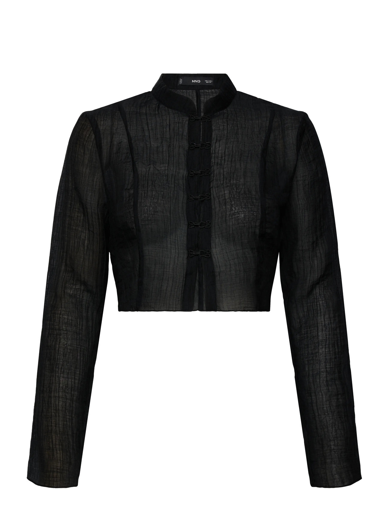 MANGO Lyocell Bluse With Toggles Schwarz - L - Damen