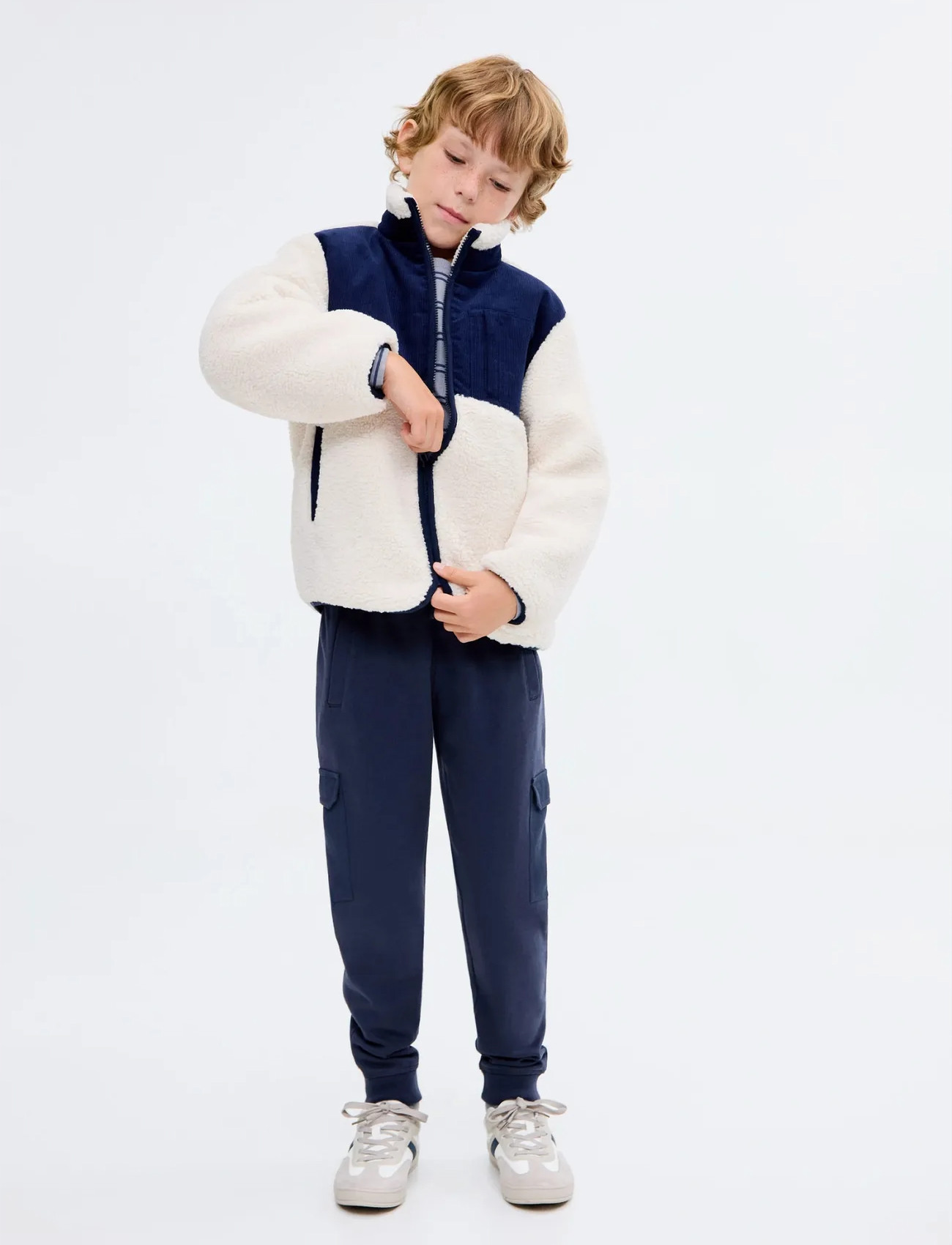Mango Cargo Joggers With Drawstring, 8, Navy, Underdele > Cargo Pants, Børn