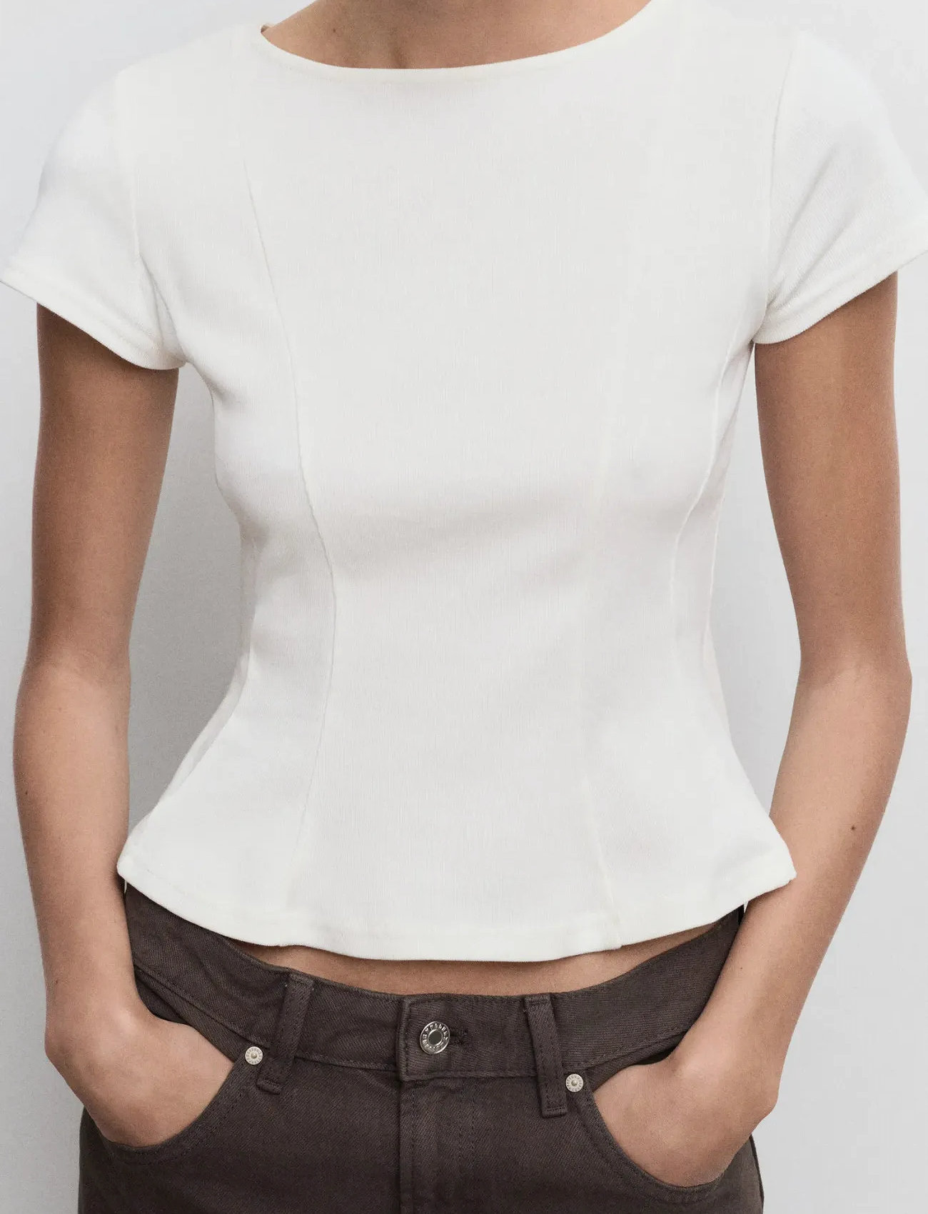 Mango A-Line Cotton Tee, M, White, T-Shirts & Toppe > Kortærmede, Dame