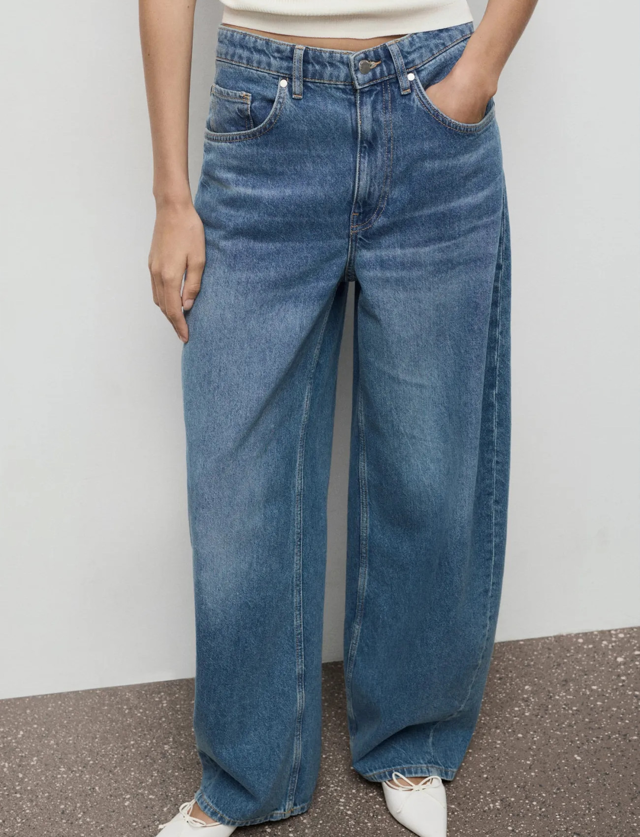Mango Mid-Rise Balloon Jeans, 36, Blue, Jeans > Barrel Jeans, Dame