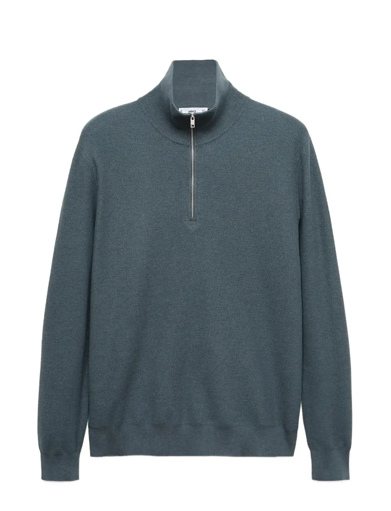 MANGO Microstructure Pullover With Zipper Collar Blau - S - Herren