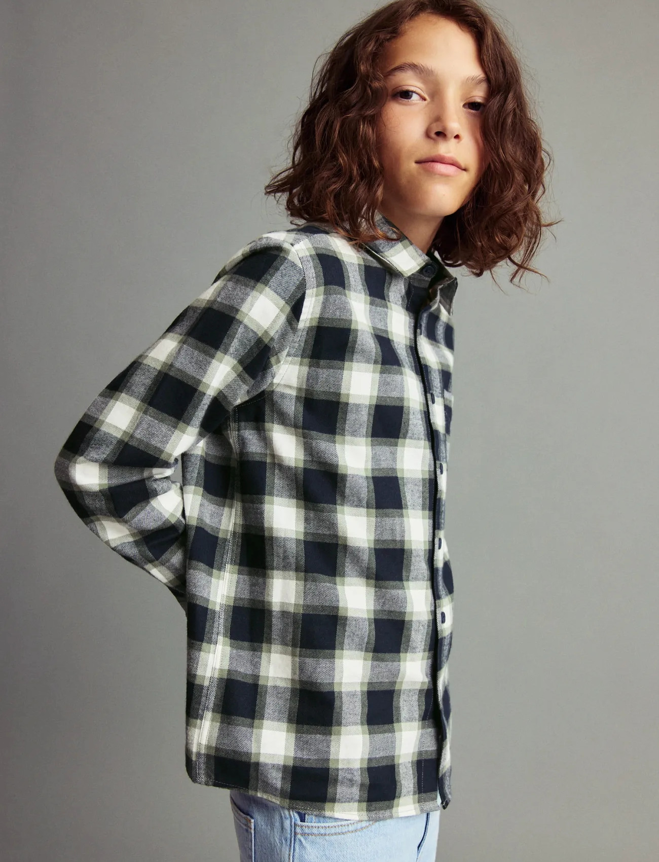Mango Check Cotton Shirt, 6, Navy, Shirts > Checkered Shirt, Herre