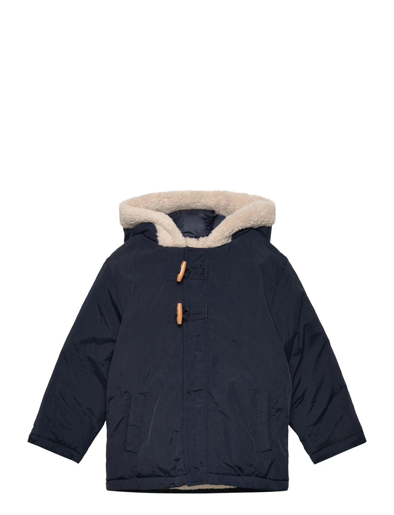 Mango Hooded Anorak With Buttons, 3-4, Navy, Jakker Og Frakker > Anorakker, Børn