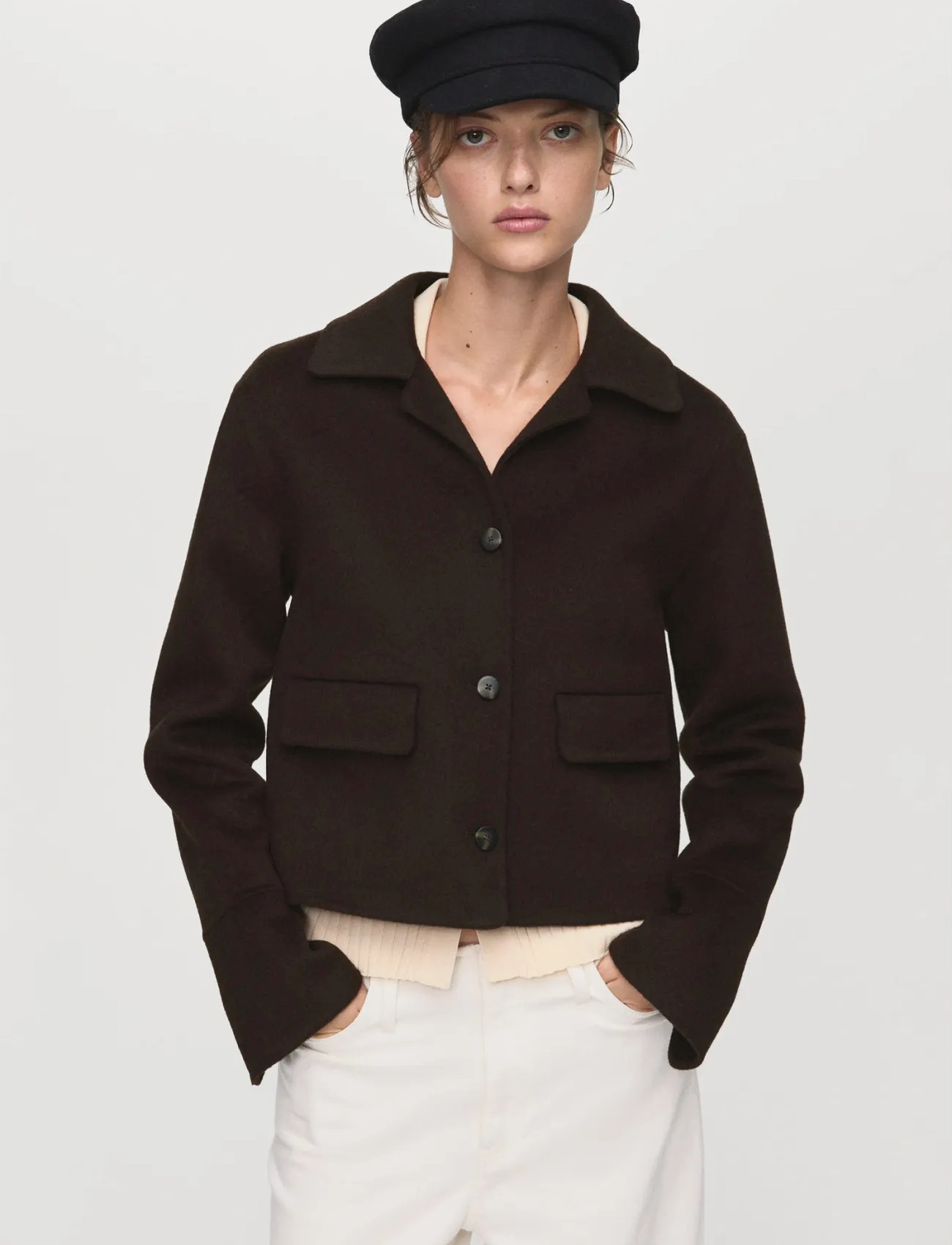 Mango Wool Jacket With Buttons, M, Brown, Jakker > Uldjakker, Dame