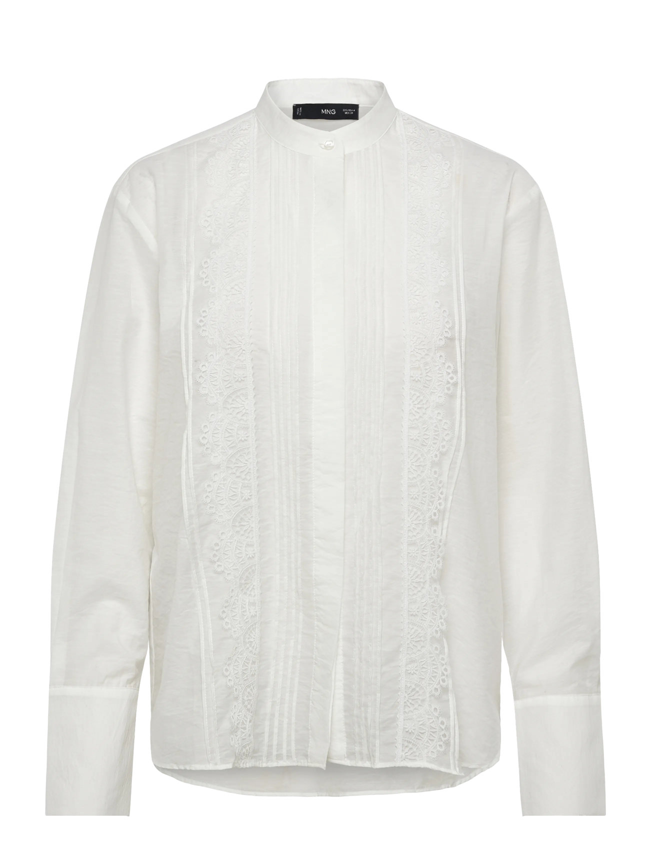 MANGO Bluse With Strickjacke Trim Details Weiß - S - Damen