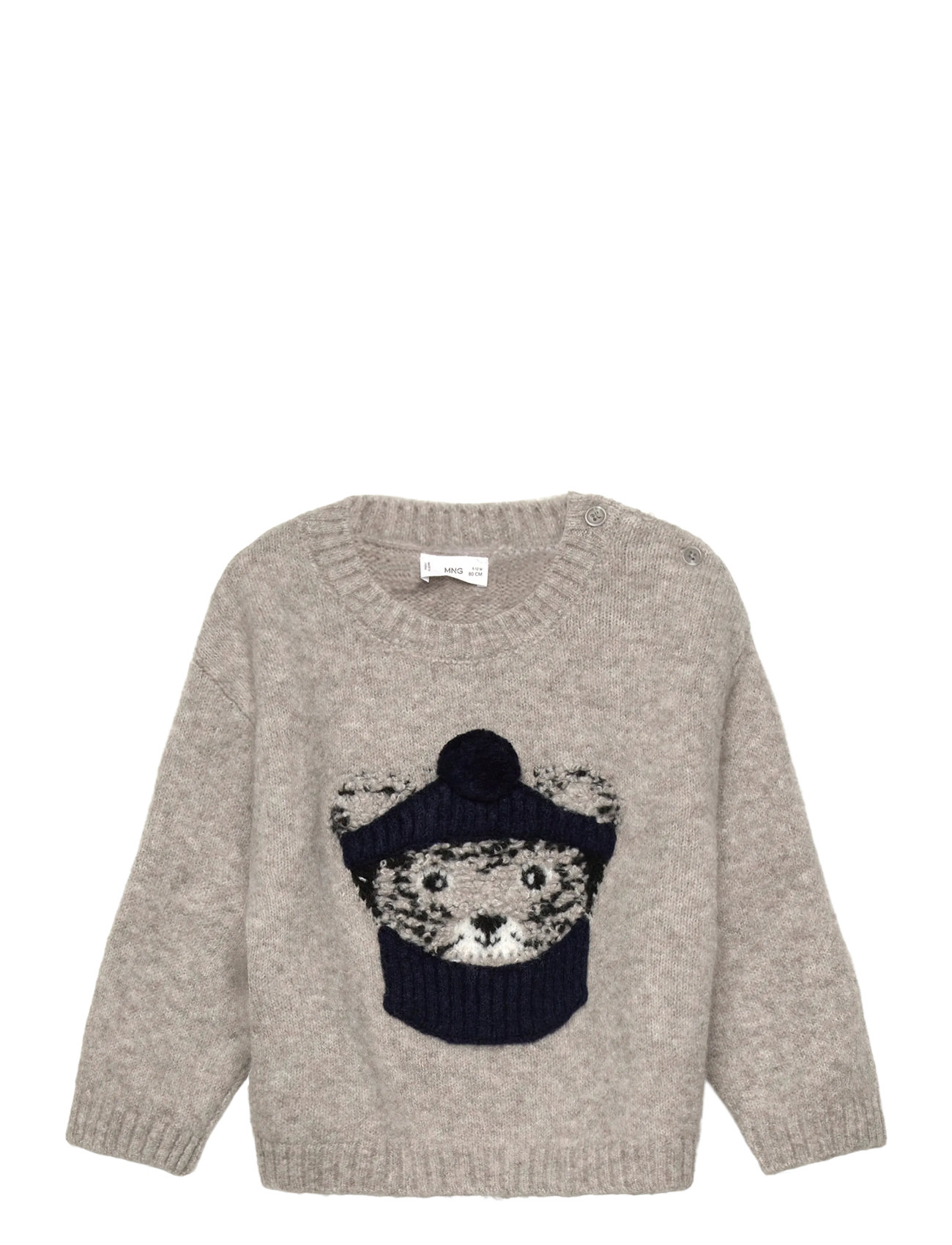 MANGO Strick Pullover With Bear Detail Grau - 3-4 - Kinder
