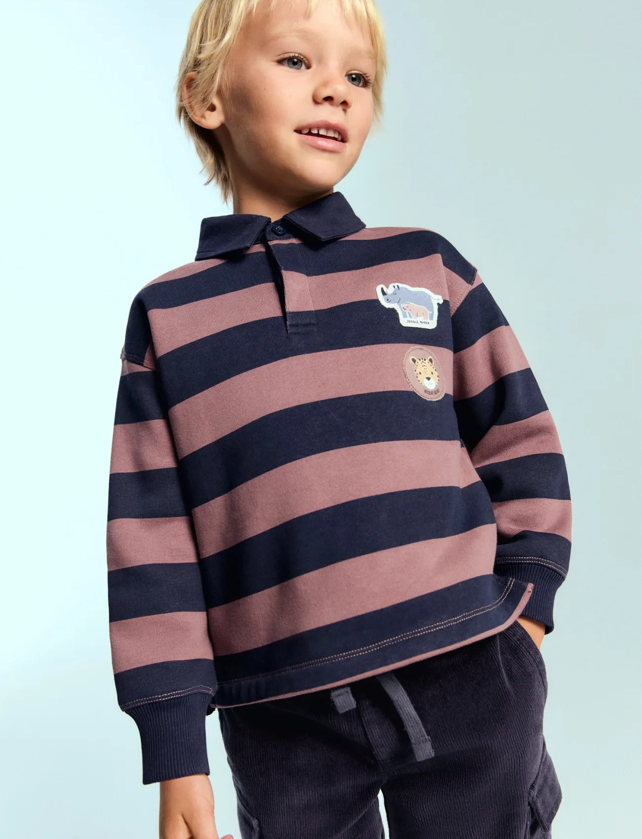 Mango Printed Polo-Neck Sweatshirt, 2-3, Navy, Polo Skjorter > Langærmede Polo Shirts, Børn