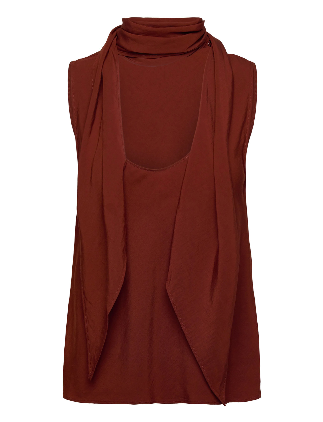 MANGO Bluse With Foulard Neckline Braun - XL - Damen