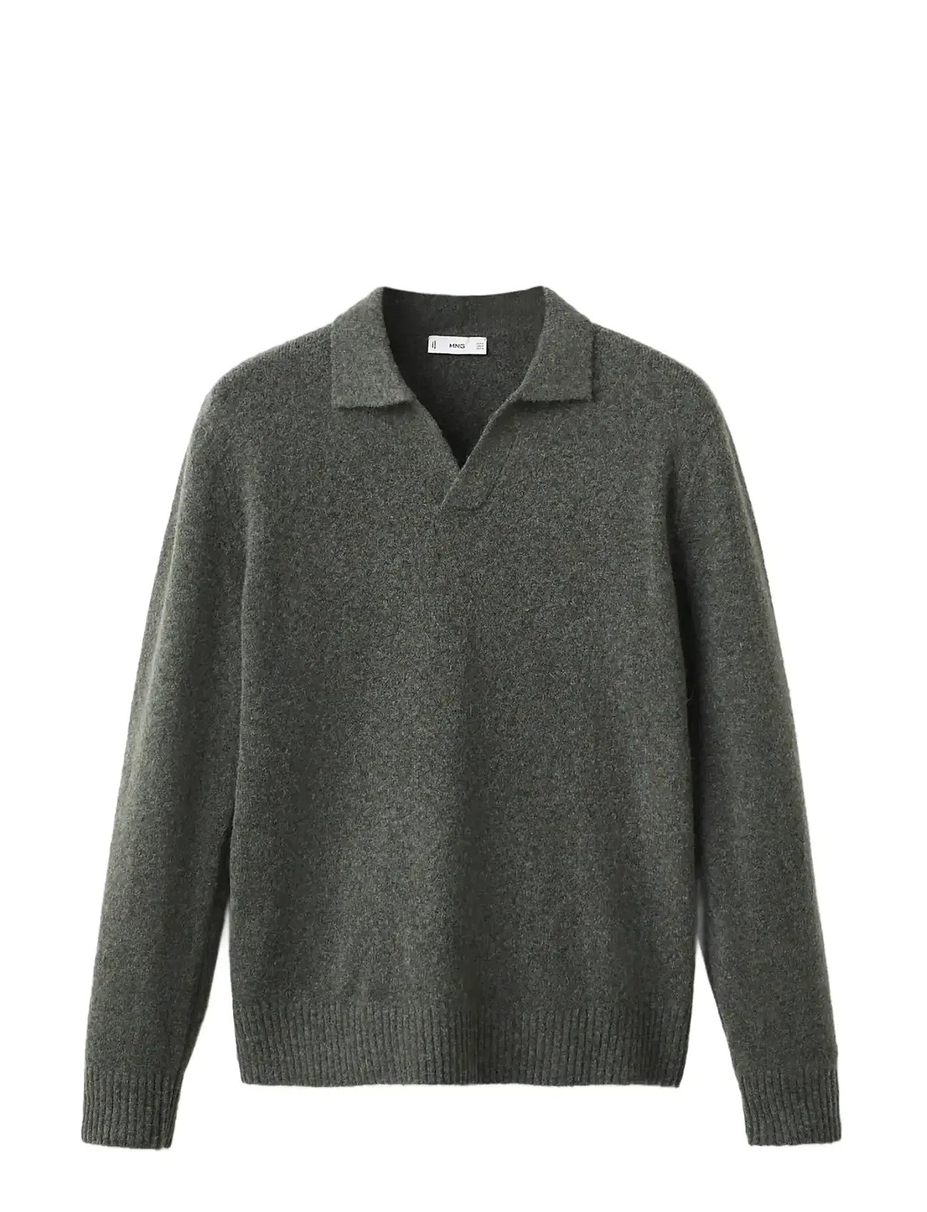 MANGO Strick Wolle Blend Polo Pullover Grün - XXL - Herren