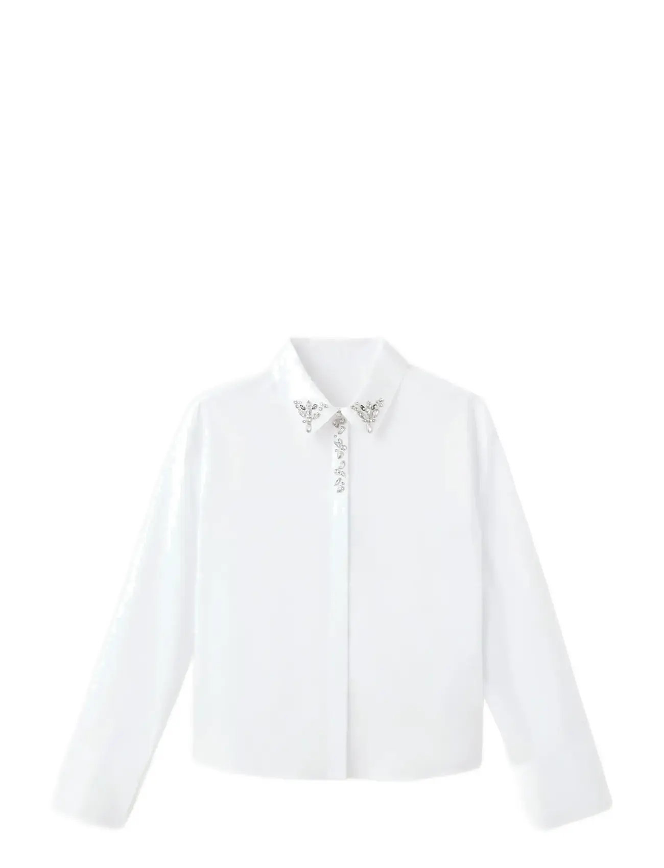 MANGO Crystal Detail Shirt Weiß - M - Damen